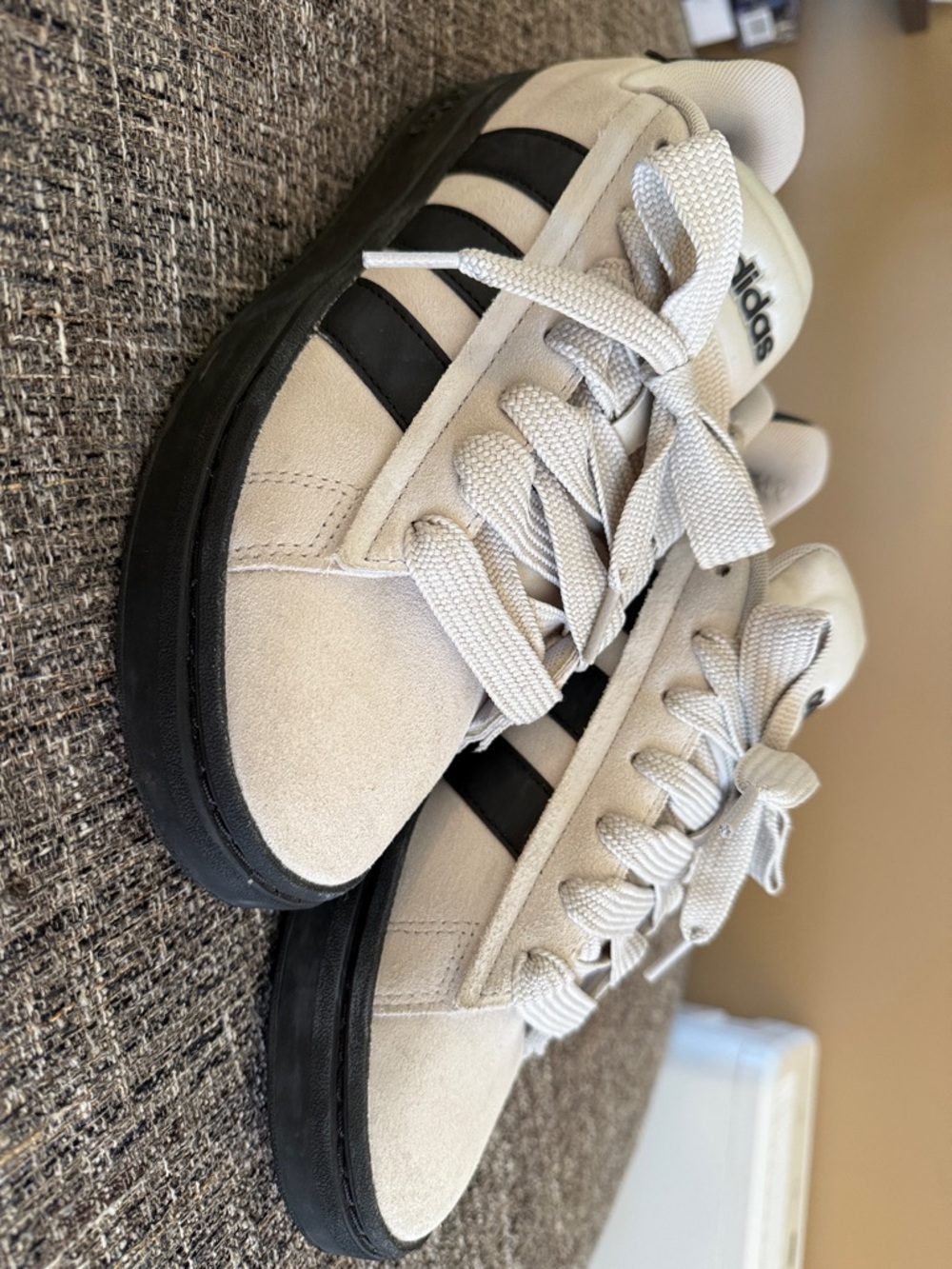 adidas Beige and Black Suede Low-Top Sneakers